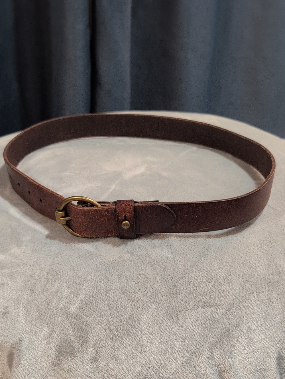 Classic Brown Leather Belt with Brass Buckle - Women Accessories